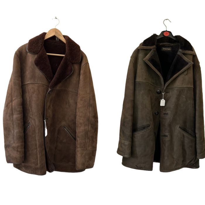 Two men's sheepskin jackets and a faux faux jacket, (womens) (3)