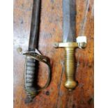 A pair of swords: A Victorian cavalry sword, with Royal Cipher, plus a French Brass handled