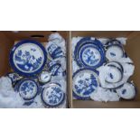 A large collection of Booths Blue and White Old Willow pattern tea wares, To include tea pot,