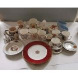 Assortment of China and commemorative ware, tea ware, A part Foley Somerset pattern tea set. (3)