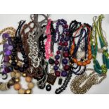 A collection of contemporary costume jewellery, comprising of beaded necklaces, beaded bracelets and