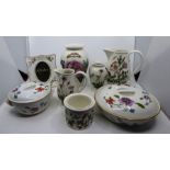 2 x Royal Worcester lidded tureens, An Aynsley picture frame, and 6 Portmeirion Botanic Garden