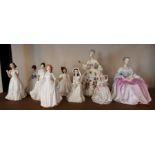 A collection of Royal Doulton Ladies in white dresses (7) All exclusively Collectors Club models one