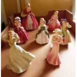 Five RoyalDoulton figures "Janet" HN1537, "Rose" HN1368, "Lavinia" HN1953,"Penny" HN2338,"Babie"