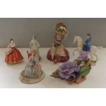 2 Royal Worcester figures, Elaine and Felicity, A Boehm purple flower ornament , A German figurine