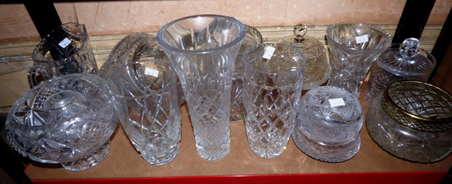 A large qty of glass ware to include bowls, vases, fruit , animals ,water jugs etc (36)