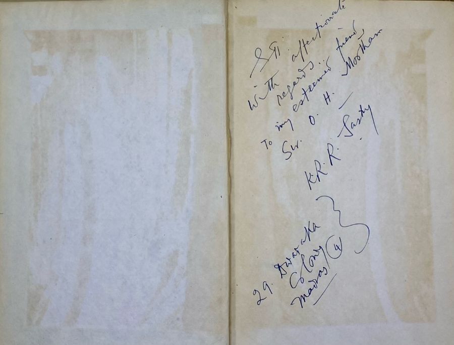 Sastry, K. R. R. Reminiscences of a Jurist, presentation copy inscribed & signed by the author for - Image 2 of 3