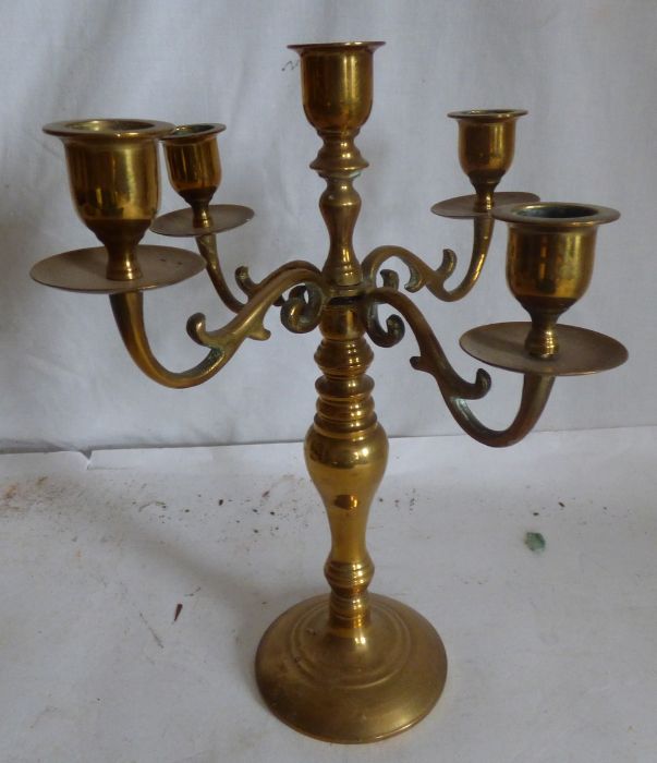 A 19th century three armed chandelier, and a 19th century French brass sconce with glass drops, 2 - Image 3 of 9