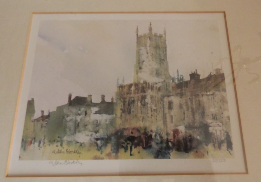 2 signed and one unsigned limited edition water colour prints by artist G John Blockley, Stowe on - Image 3 of 6