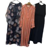 two 1970s maxi dresses, 2 1960s maxi dresses, two cocktail dresses, a skirt, a slip and a belt in