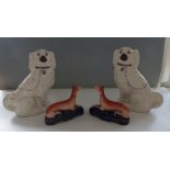A pair of large late Victorian Staffordshire King Charles lock chain mantle spaniels, standing