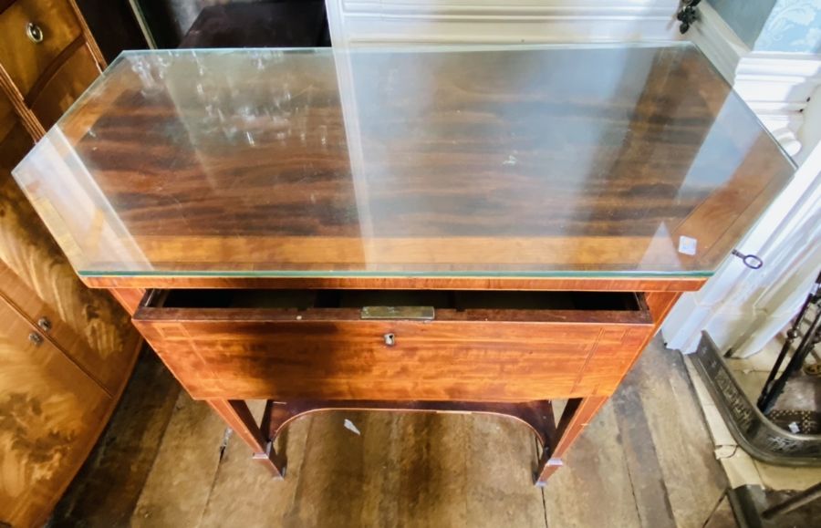 A George III mahogany and satinwood banded small sideboard, in the manner of Thomas Sheraton, - Image 4 of 5