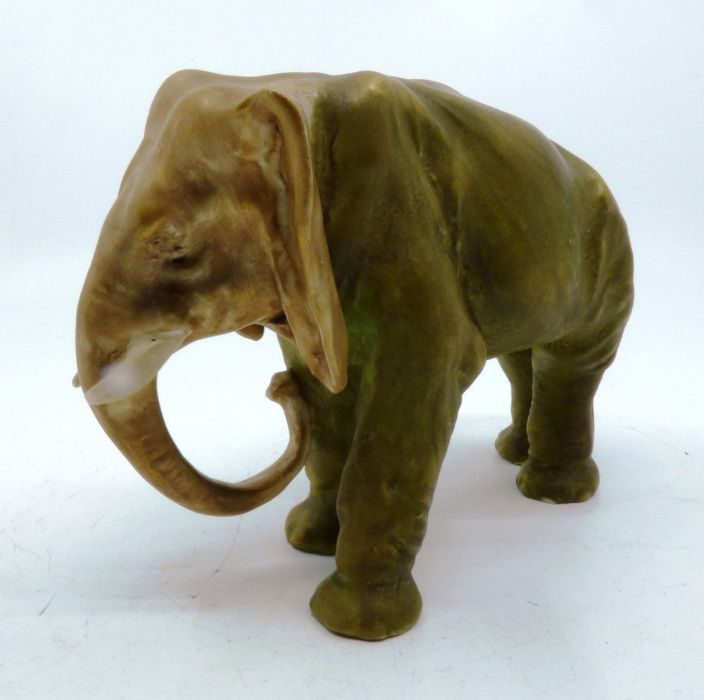 A Royal Dux elephant painted in typical palette, unmarked, 12cm high - Image 2 of 2