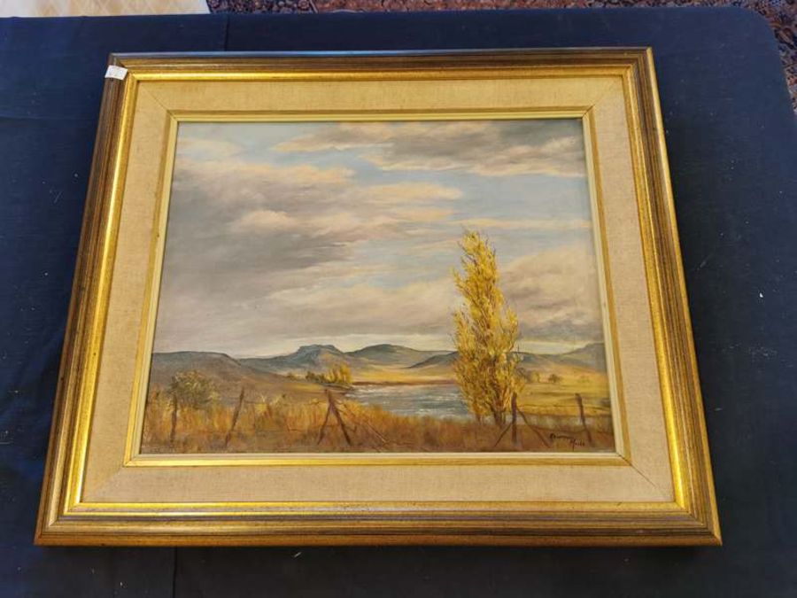 A late 20th century oil painting of a coastal scene, signed Rosemary Muil, (Frame: 64cm x 55cm) - Image 3 of 4