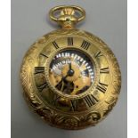 A contemporary Jean Pierre gold plated half hunter pocket watch with glass back.