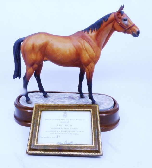 A Royal Worcester Multi Grand National Winner Red Rum C1975, limited edition of 250, certificate - Image 2 of 5