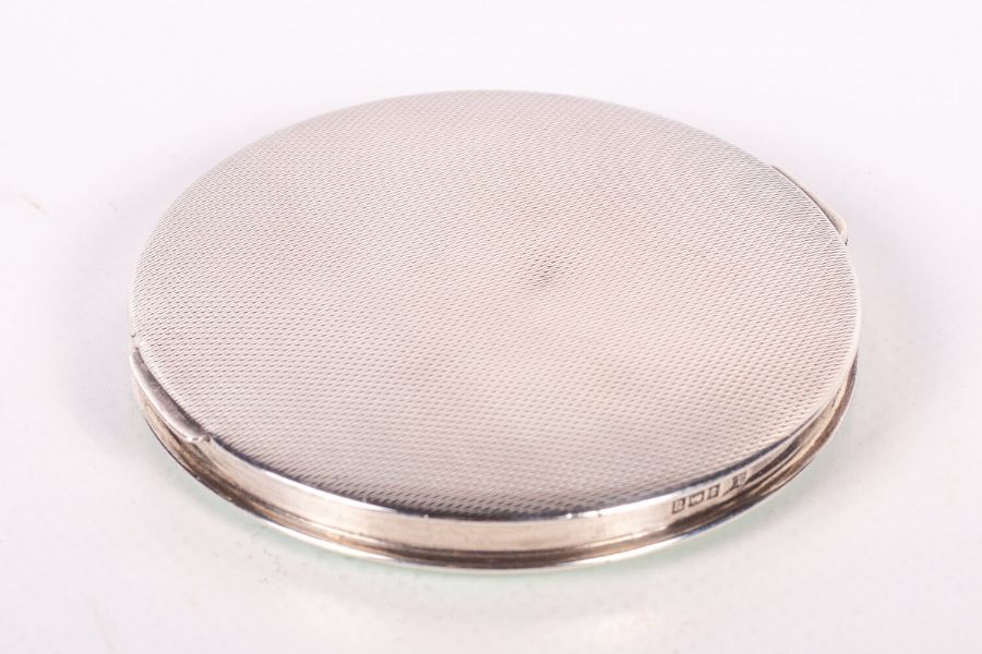 A pale green guilloche enamel topped compact in sterling silver Hallmarked for Adie Brothers Ltd, - Image 4 of 4