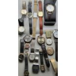 A selection of twelve gentlemen's wristwatches and five ladies wristwatches, to include examples