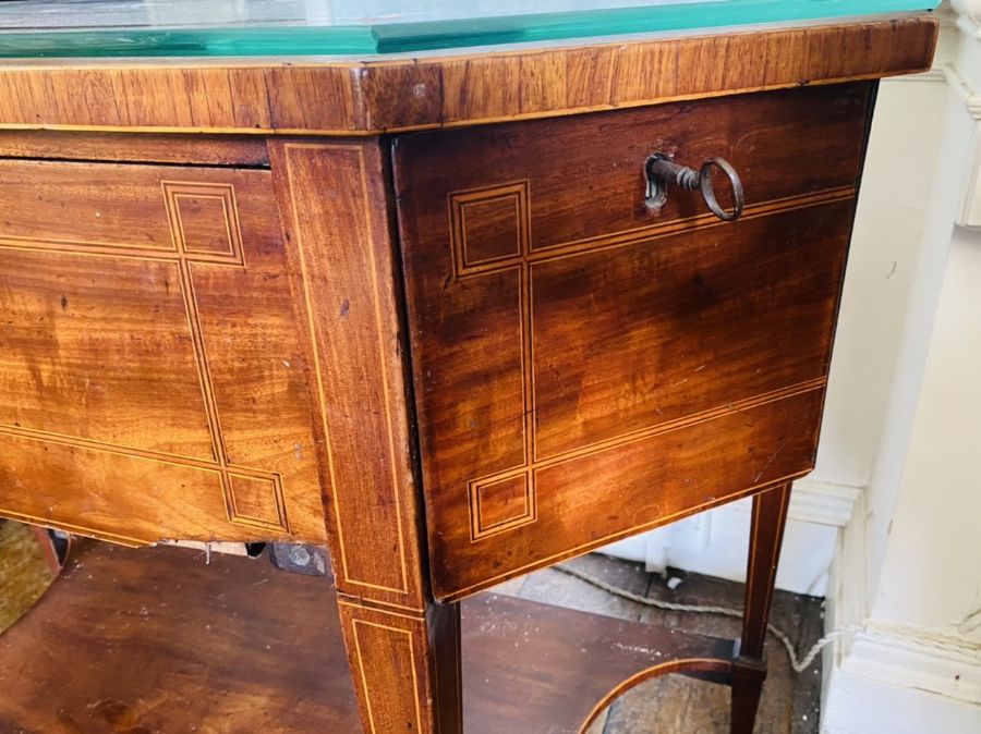 A George III mahogany and satinwood banded small sideboard, in the manner of Thomas Sheraton, - Image 2 of 5