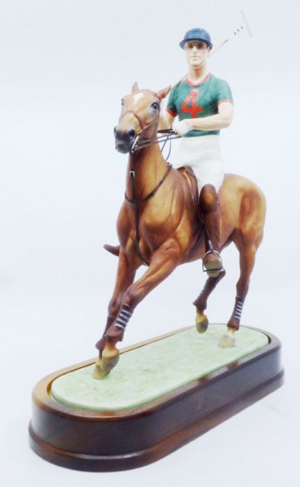 A Royal Worcester limited edition figure HRH Duke Of Edinburugh on his horse playing Polo C1968, - Image 2 of 5