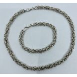 A sterling silver Byzanitine necklace and bracelet.