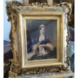 A Baxter print of the young Queen Victoria, glazed and in moulded gilt frame, print 32cm x 24cm