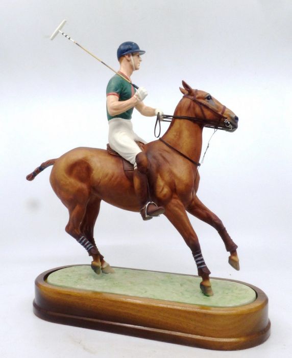 A Royal Worcester limited edition figure HRH Duke Of Edinburugh on his horse playing Polo C1968, - Image 3 of 5