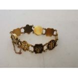 Chinese 1930's yellow metal bracelet, marked to the rear. Approx 23.4g