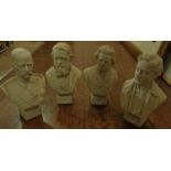 ***WITHDRAWN*** Four late 19th Century Robinson & Leadbeater parianware busts, approx 21cm high