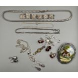 A selection of silver jewellery comprising a substantial hallmarked sterling silver snake chain (