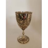 A sterling silver goblet, with stamped foliate pattern, hallmarked for William Hewitt, London