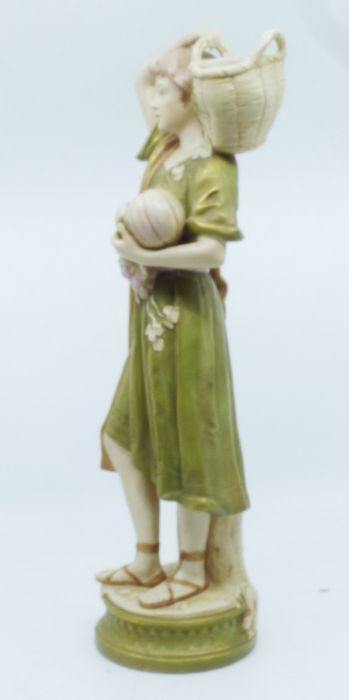 A pair of Royal Dux figures of a male fruit collector and a female water carrier, painted in typical - Image 10 of 12