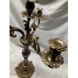 A pair of 19th c silver plated candelabrum,  24 " high, with socket fittings.