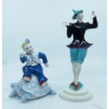 2 Royal Worcester Deco period oriental figures, figure sat on the turtle No 3495 and the dancer