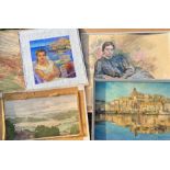 A collection fo 20th cent oils and watercolours