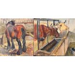 A pair of Gerald Cooper oil on panel studies of horses and Cows