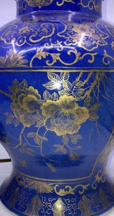 A Pair of Chinese Qianlong style and probably of the period Powder blue baluster vases, finely - Image 2 of 5