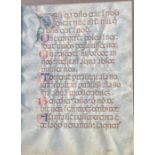 A large 17th 18th cent vellum manuscript framed