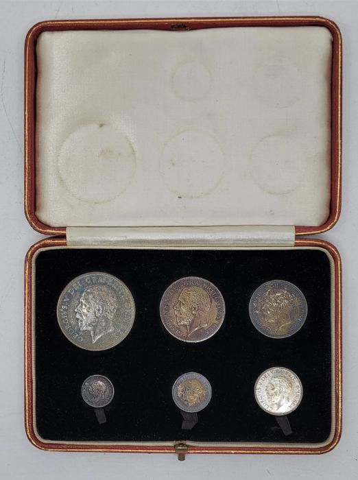 A George V 1927 Fourth Coinage silver proof set, Crown, Halfcrown, Florin, Shilling, Sixpence,