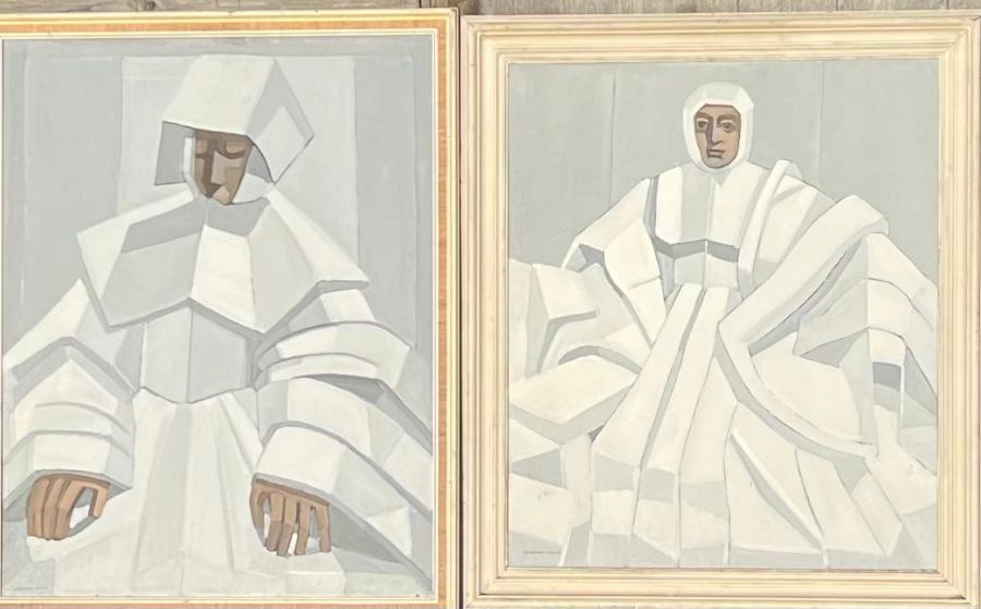 A large pair of Cubist Nun oils signed Willis