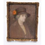 Stansmore Stevenson (Scottish 1866 - 1944) Portrait of Mrs E G Fisher oil on board, 17 x 13cm