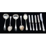 A collection of early 20th century Sheffield silver flatware to include; A pair of ladles,