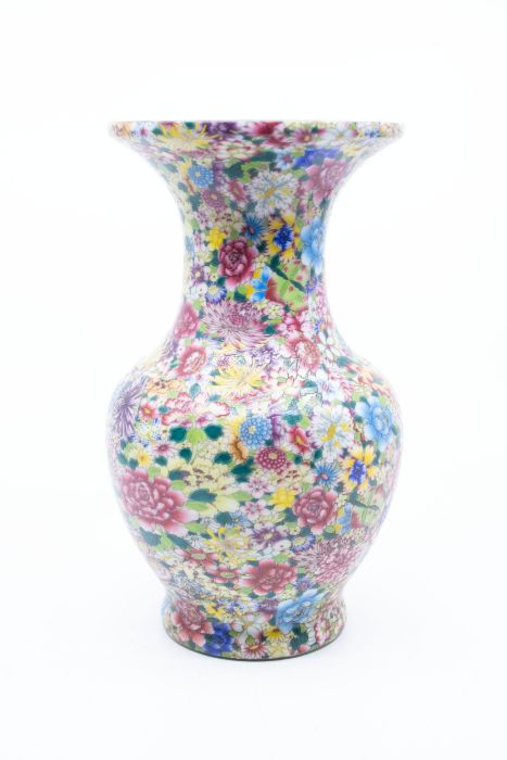 A Chinese millefiori baluster vase, blue seal mark of Qianlong but 20th Century, 24cm high x 13cm - Image 2 of 4