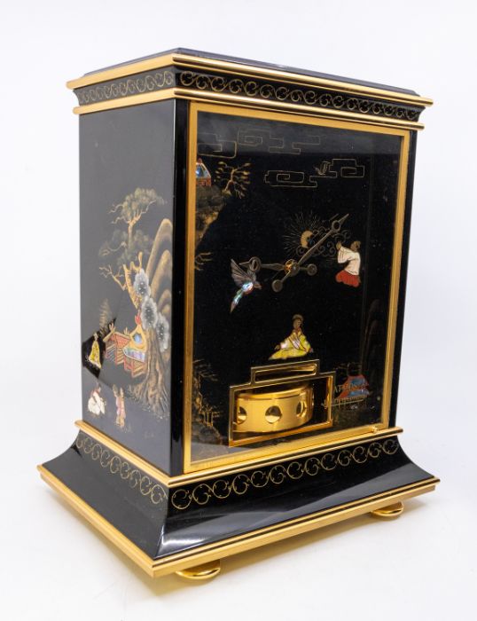 A Jaeger-LeCoultre "Marina" Atmos, the perspex case decorated in the Japanned manner with pagoda, - Image 2 of 7