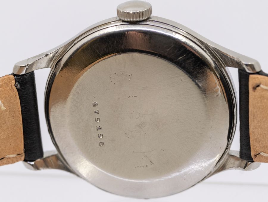 Jaeger LeCoultre- a gents 1940's steel cased wristwatch, comprising a silver dial with painted lume, - Image 3 of 3