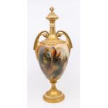 A Royal Worcester large two handled vase and cover, shape no: H248, the body painted with a pair