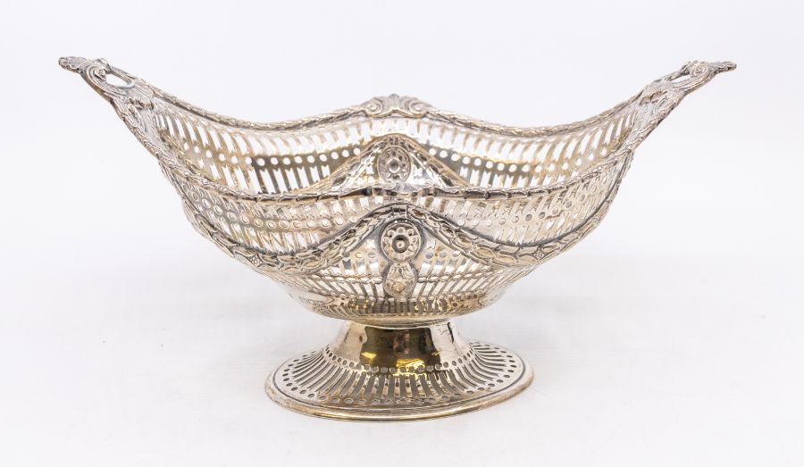 A matched pair of silver Victorian Neo-Classical baskets, border cast with anthemion and bell - Image 2 of 4