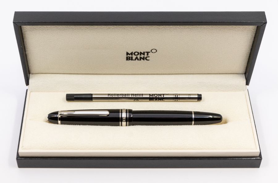 Boxed black ballpoint Mont Blanc pen with refill - Image 2 of 2