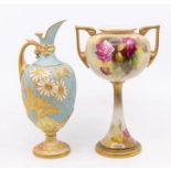A group of Royal Worcester to include; a ewer, shape no: 1581, the duck egg blue ground decorated