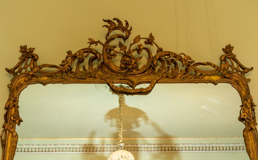 A mid 18th Century Rococco Revival overmantle mirror, carved gilt frame pier glass  222 cm high x - Image 2 of 2